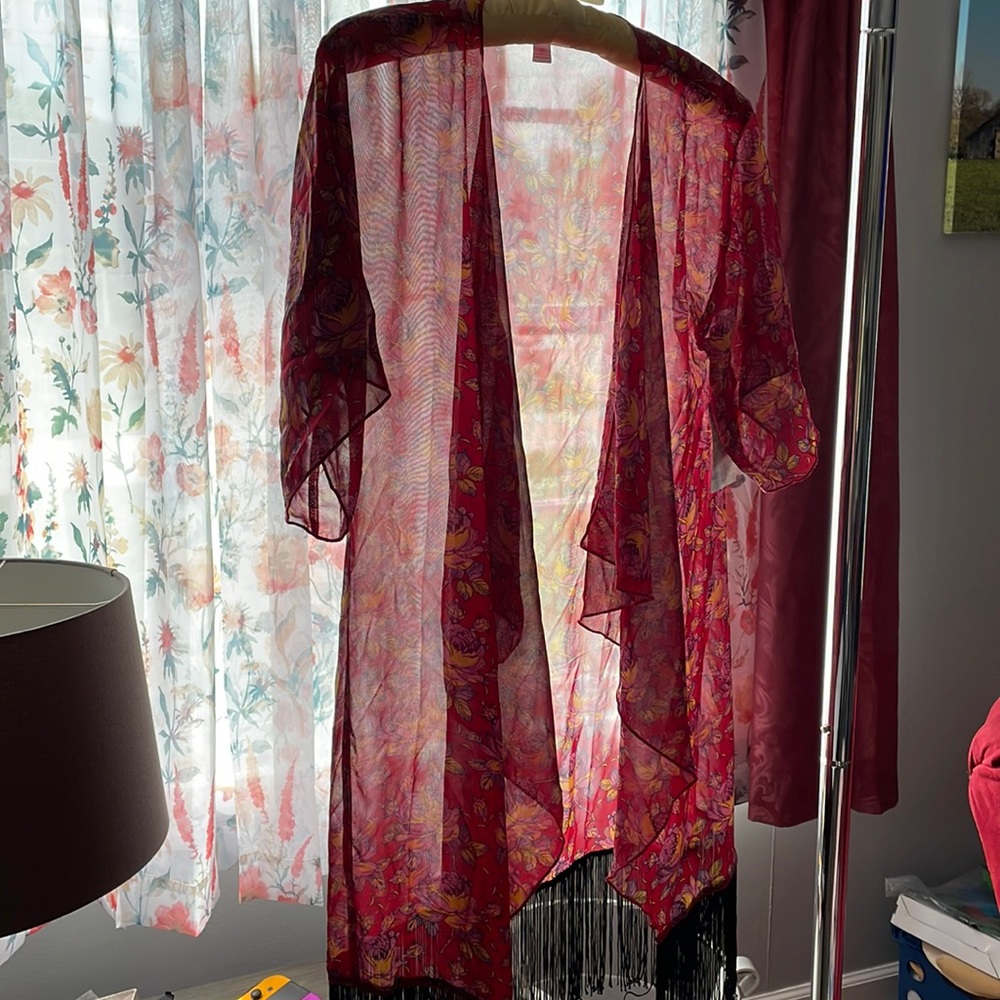 LuLaRoe Monroe size small maroon pink and yellow floral new with tags
